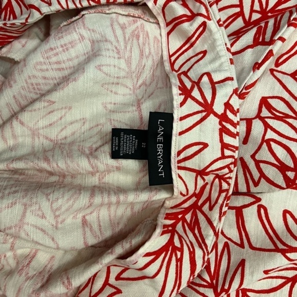 Lane Bryant Dark Orange Cream White Tropical Print Skirt olorblock Hem Plus 22 - Picture 9 of 13